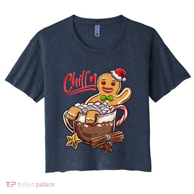 ChillN Gingerbread Cookie In Hot Cocoa Christmas Funny Crop Top
