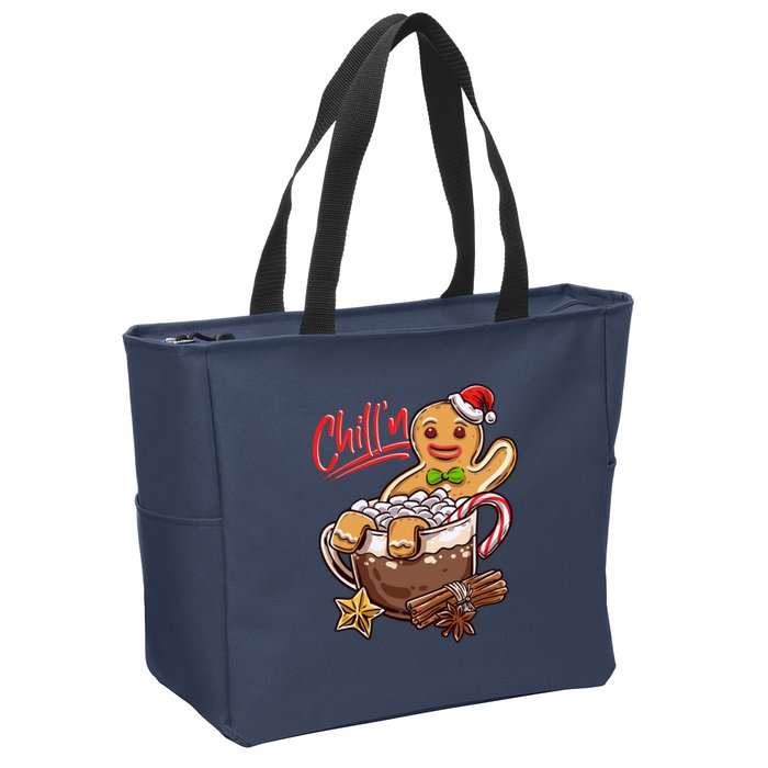 ChillN Gingerbread Cookie In Hot Cocoa Christmas Funny Zip Tote Bag