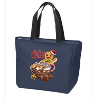 ChillN Gingerbread Cookie In Hot Cocoa Christmas Funny Zip Tote Bag