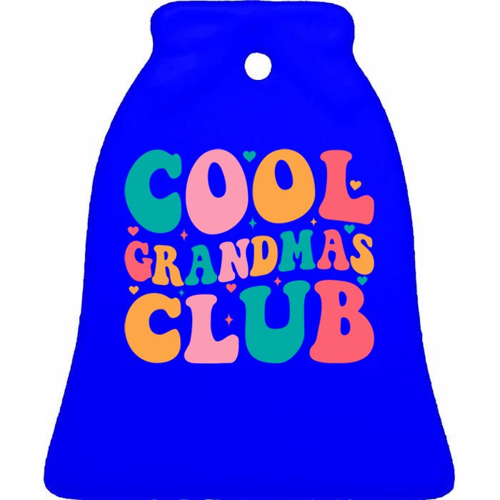 Cool Grandmas Club Mothers Day Groovy Promoted To Grandma Gift Ceramic Bell Ornament