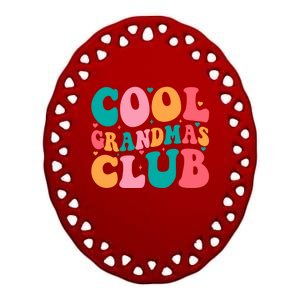 Cool Grandmas Club Mothers Day Groovy Promoted To Grandma Gift Ceramic Oval Ornament