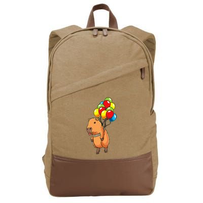 Capybara Giant Cavy Rodent With Balloons Capybara Cotton Canvas Backpack