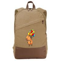 Capybara Giant Cavy Rodent With Balloons Capybara Cotton Canvas Backpack