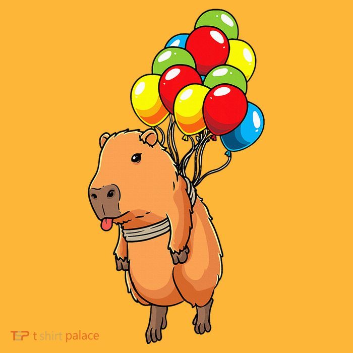 Capybara Giant Cavy Rodent With Balloons Capybara Pom Pom 12in Knit Beanie