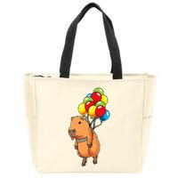 Capybara Giant Cavy Rodent With Balloons Capybara Zip Tote Bag
