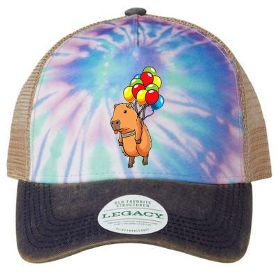Capybara Giant Cavy Rodent With Balloons Capybara Legacy Tie Dye Trucker Hat