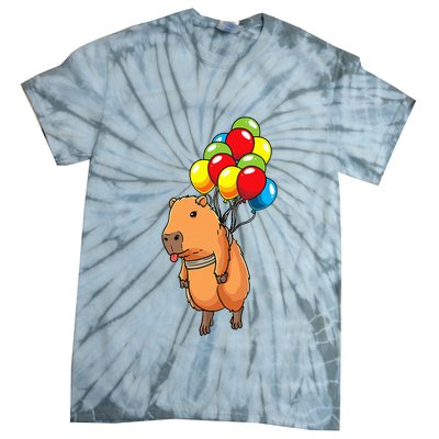 Capybara Giant Cavy Rodent With Balloons Capybara Tie-Dye T-Shirt