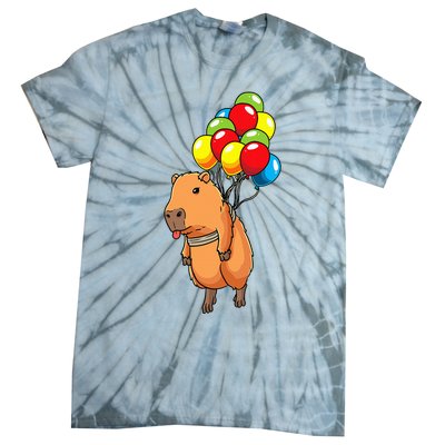 Capybara Giant Cavy Rodent With Balloons Capybara Tie-Dye T-Shirt