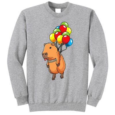 Capybara Giant Cavy Rodent With Balloons Capybara Tall Sweatshirt