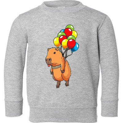 Capybara Giant Cavy Rodent With Balloons Capybara Toddler Sweatshirt