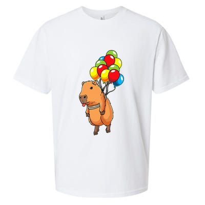 Capybara Giant Cavy Rodent With Balloons Capybara Sueded Cloud Jersey T-Shirt