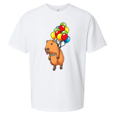 Capybara Giant Cavy Rodent With Balloons Capybara Sueded Cloud Jersey T-Shirt