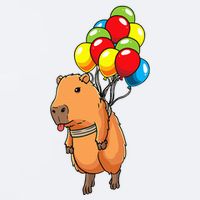 Capybara Giant Cavy Rodent With Balloons Capybara Sueded Cloud Jersey T-Shirt