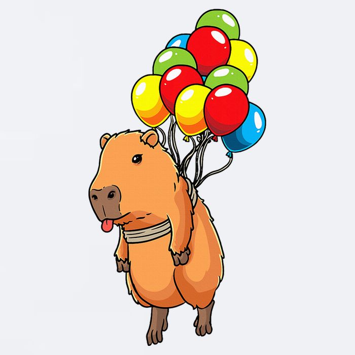 Capybara Giant Cavy Rodent With Balloons Capybara Sueded Cloud Jersey T-Shirt