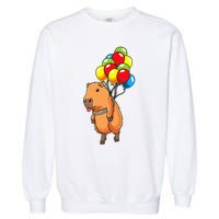 Capybara Giant Cavy Rodent With Balloons Capybara Garment-Dyed Sweatshirt