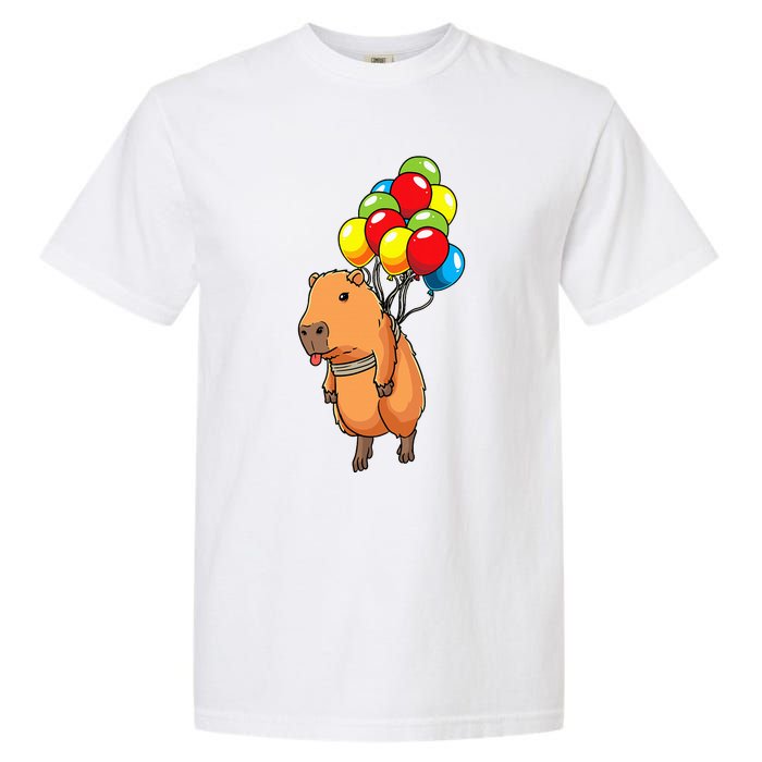 Capybara Giant Cavy Rodent With Balloons Capybara Garment-Dyed Heavyweight T-Shirt