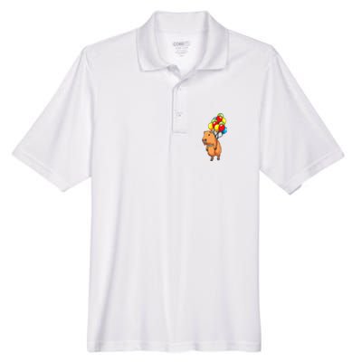 Capybara Giant Cavy Rodent With Balloons Capybara Men's Origin Performance Piqué Polo