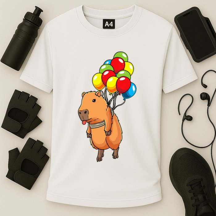 Capybara Giant Cavy Rodent With Balloons Capybara Performance Shirt