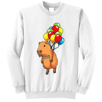 Capybara Giant Cavy Rodent With Balloons Capybara Sweatshirt