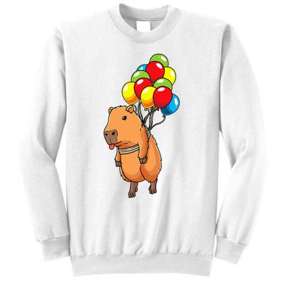 Capybara Giant Cavy Rodent With Balloons Capybara Sweatshirt