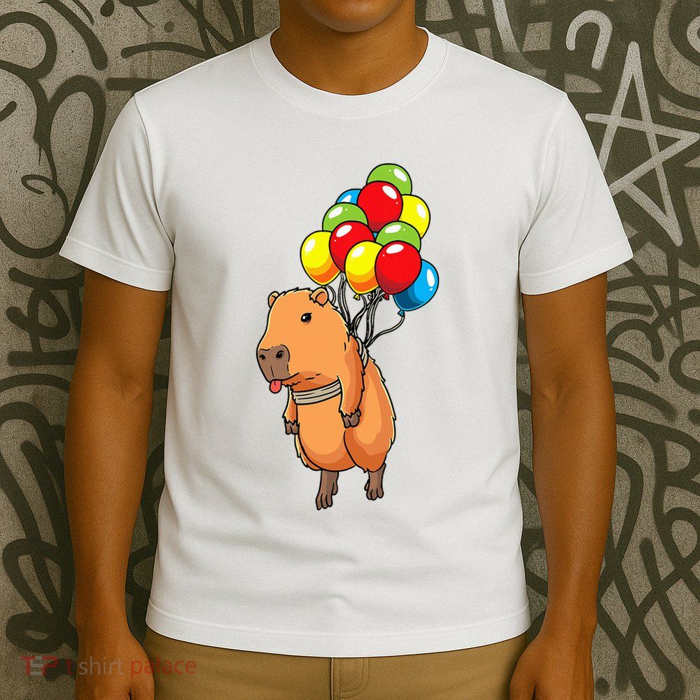 Capybara Giant Cavy Rodent With Balloons Capybara T-Shirt