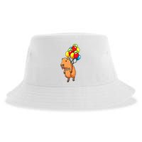 Capybara Giant Cavy Rodent With Balloons Capybara Sustainable Bucket Hat