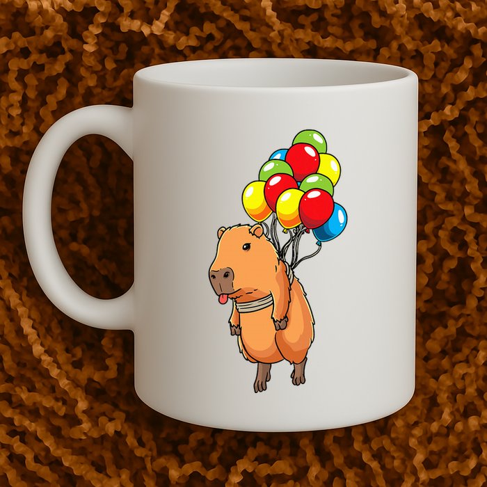 Capybara Giant Cavy Rodent With Balloons Capybara Mug