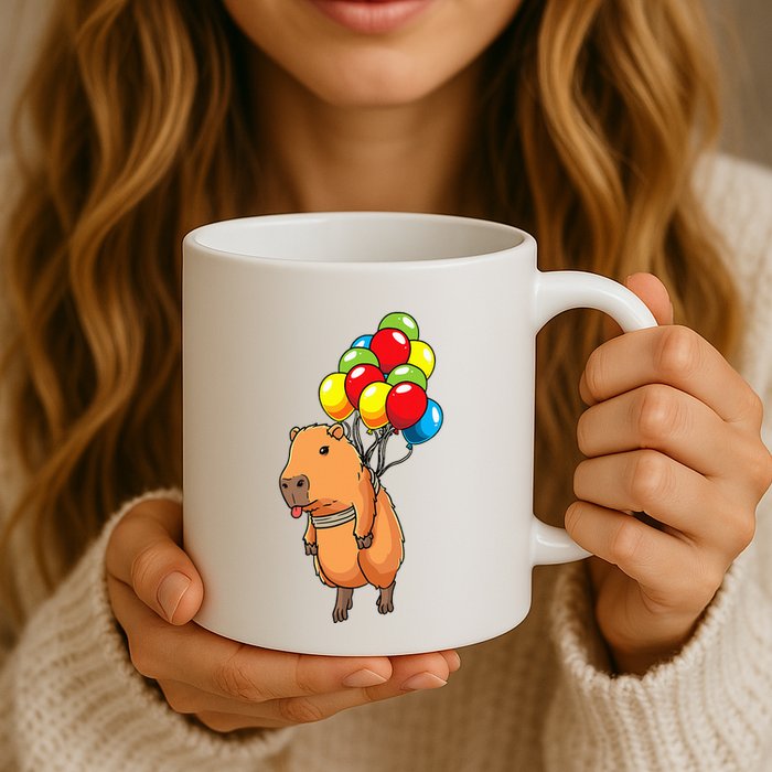 Capybara Giant Cavy Rodent With Balloons Capybara Mug