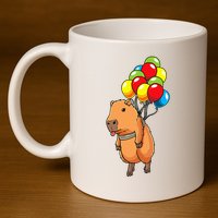 Capybara Giant Cavy Rodent With Balloons Capybara 11oz C Handle Ceramic Mug