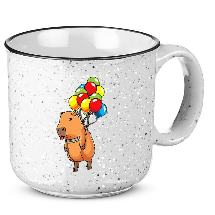 Capybara Giant Cavy Rodent With Balloons Capybara 15oz Campfire Ceramic Mug