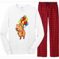 Capybara Giant Cavy Rodent With Balloons Capybara Long Sleeve Pajama Set