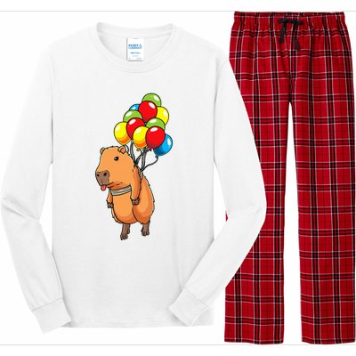 Capybara Giant Cavy Rodent With Balloons Capybara Long Sleeve Pajama Set