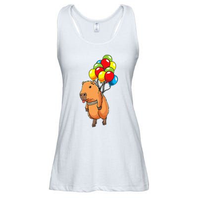 Capybara Giant Cavy Rodent With Balloons Capybara Ladies Essential Flowy Tank