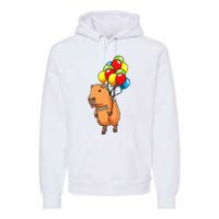 Capybara Giant Cavy Rodent With Balloons Capybara Premium Hoodie