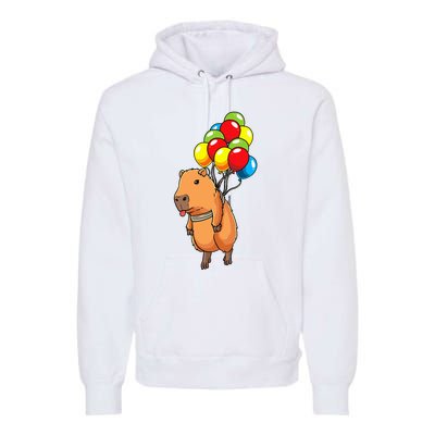 Capybara Giant Cavy Rodent With Balloons Capybara Premium Hoodie