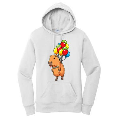 Capybara Giant Cavy Rodent With Balloons Capybara Women's Pullover Hoodie