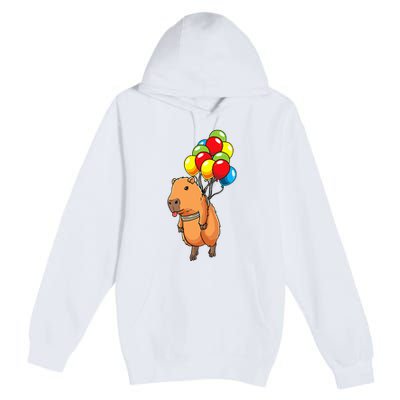Capybara Giant Cavy Rodent With Balloons Capybara Premium Pullover Hoodie