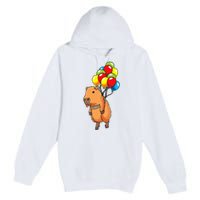 Capybara Giant Cavy Rodent With Balloons Capybara Premium Pullover Hoodie