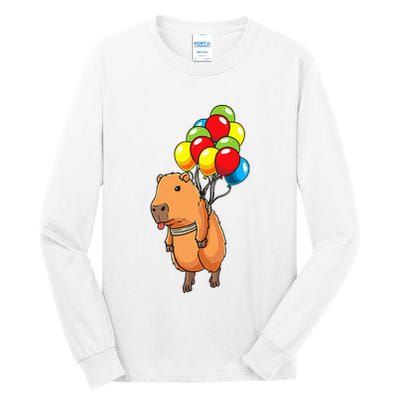 Capybara Giant Cavy Rodent With Balloons Capybara Tall Long Sleeve T-Shirt