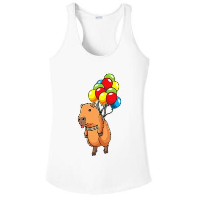 Capybara Giant Cavy Rodent With Balloons Capybara Ladies PosiCharge Competitor Racerback Tank