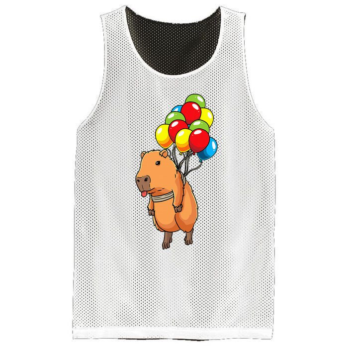 Capybara Giant Cavy Rodent With Balloons Capybara Mesh Reversible Basketball Jersey Tank