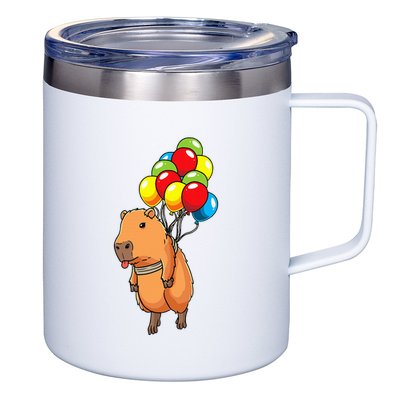Capybara Giant Cavy Rodent With Balloons Capybara 12oz Stainless Steel Coffee Mug