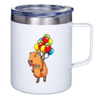 Capybara Giant Cavy Rodent With Balloons Capybara 12oz Stainless Steel Coffee Mug