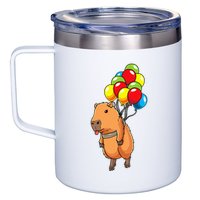 Capybara Giant Cavy Rodent With Balloons Capybara 12oz Stainless Steel Coffee Mug