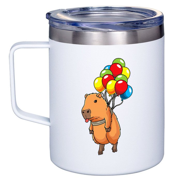 Capybara Giant Cavy Rodent With Balloons Capybara 12oz Stainless Steel Coffee Mug