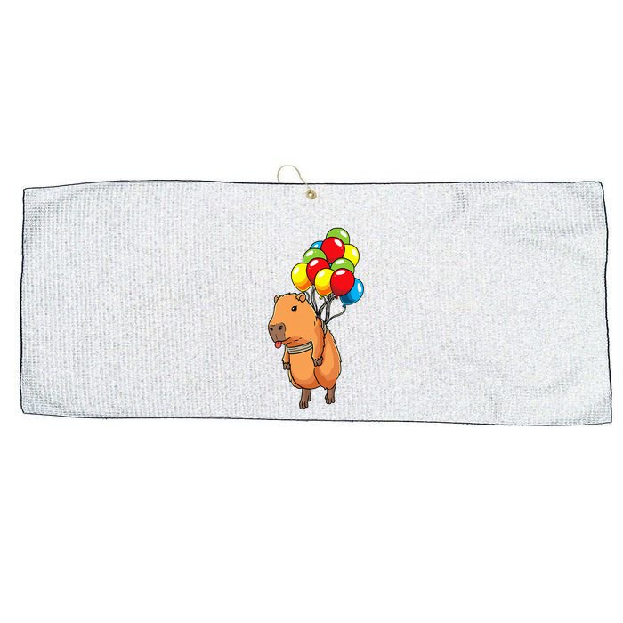 Capybara Giant Cavy Rodent With Balloons Capybara Large Microfiber Waffle Golf Towel