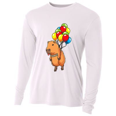 Capybara Giant Cavy Rodent With Balloons Capybara Cooling Performance Long Sleeve Crew