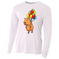 Capybara Giant Cavy Rodent With Balloons Capybara Cooling Performance Long Sleeve Crew