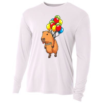 Capybara Giant Cavy Rodent With Balloons Capybara Cooling Performance Long Sleeve Crew