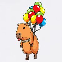 Capybara Giant Cavy Rodent With Balloons Capybara Poster
